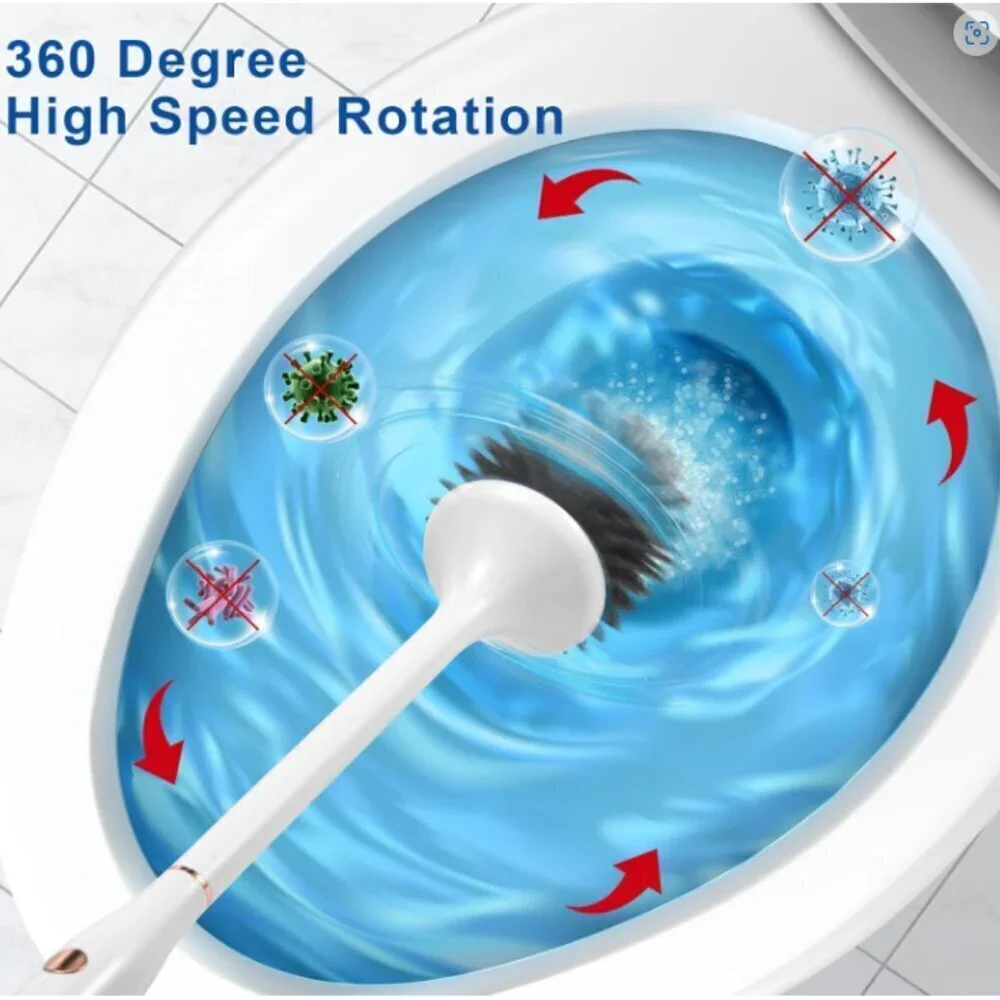 Electric Toilet Brush Silicone Toilet Brush Toilet Bowl Brush and‎ Holder…